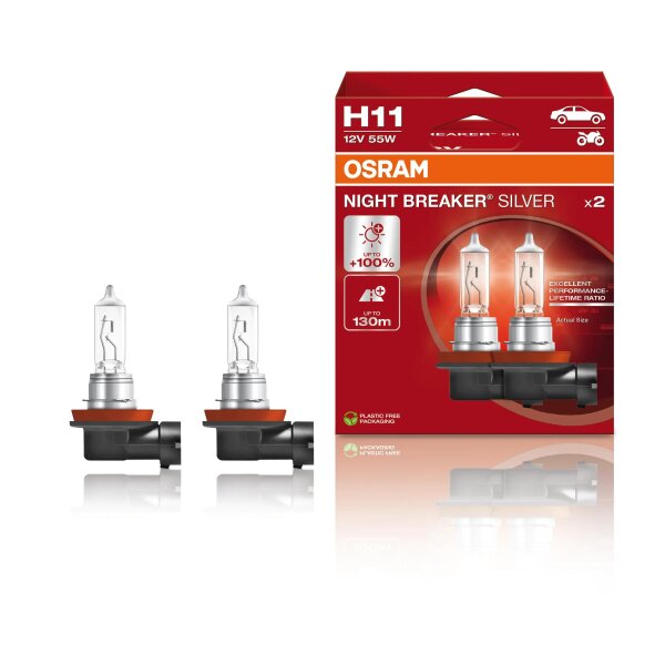 2 OSRAM Night Breaker Silver H11 Halogen-Scheinwerferlampen 12V PKW