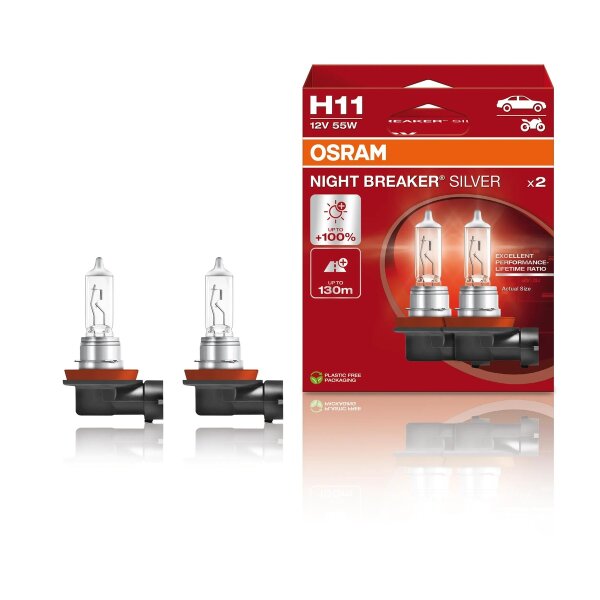 2 Glühlampen H11 12V 55W PGJ19-2 OSRAM NIGHT...
