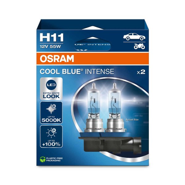 2 OSRAM COOL BLUE INTENSE H11 5,000K halogen headlight bulbs 12V