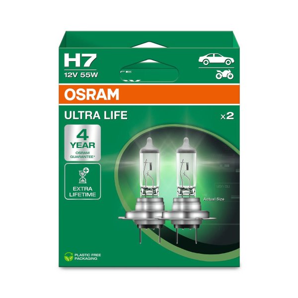 2 OSARM ULTRA LIFE headlight bulbs H7 12V 58W 1500lm 64210ULT-2HB
