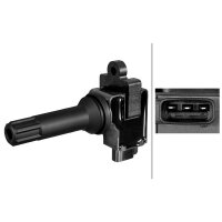 Ignition Coil screwed plug shaft ignition coil 3-pole HELLA for SUBARU XV