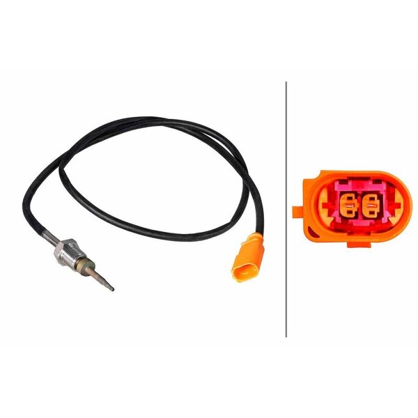 Sensor Exhaust Gas Temp screwed 2-pin 880 mm cable HELLA for e.g. VW CADDY