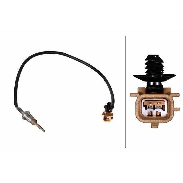 Sensor Abgastemperatur 2-polig 590 mm Kabel HELLA für u.a. RENAULT CLIO