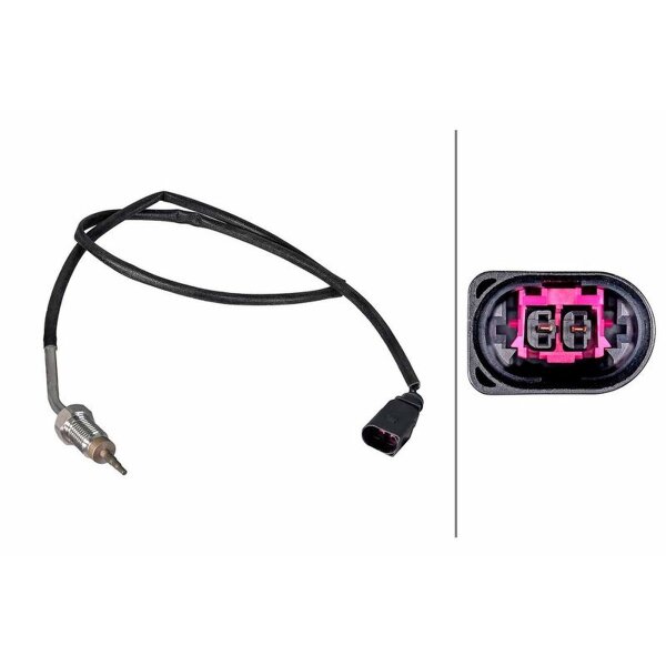 Sensor Exhaust Gas Temperature 2-pin 770 mm cable HELLA for e.g. SKODA FABIA