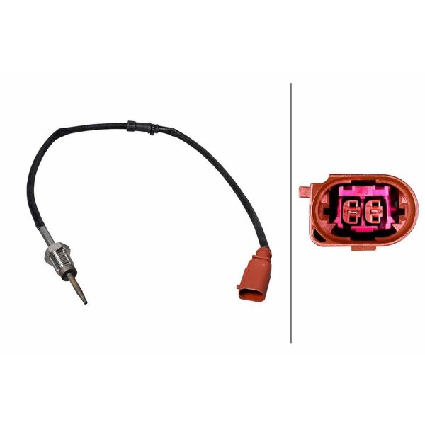 Sensor Exhaust Gas Temperature screwed 2-pole 510 mm cable HELLA for e.g. VW CC
