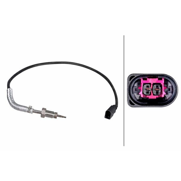 Sensor Exhaust Gas Temperature 2-pin 670 mm cable HELLA for e.g. VW TRANSPORTER