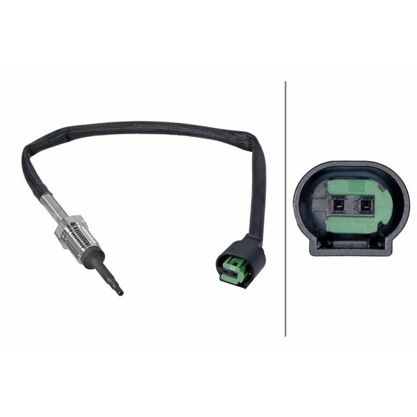 Sensor Exhaust Gas Temp screwed 2-pin 240 mm cable HELLA for e.g. BMW 5 Series