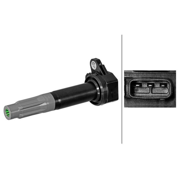 Zündspule geschraubt Kerzenschachtzündspule 3-polig HELLA für u.a. SUBARU LEGACY