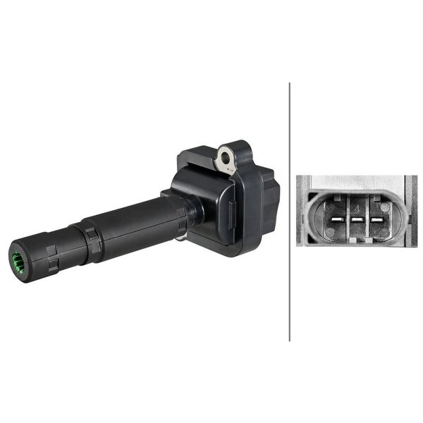 Ignition Coil screwed plug shaft ignition coil 3-pole HELLA for MB C-CLASS
