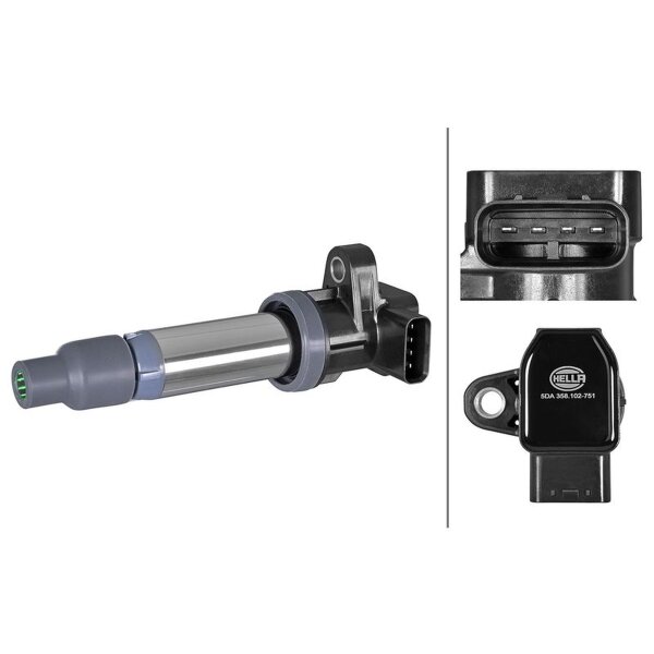 Ignition Coil screwed plug shaft ignition coil 4-pole HELLA for CADILLAC SRX