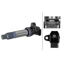 Ignition Coil screwed spark plug shaft 4-pole HELLA for...