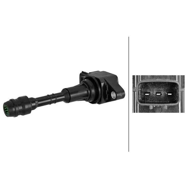 Zündspule geschraubt Kerzenschachtzündspule 3-polig HELLA für INFINITI FX