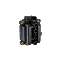 Ignition Coil screwed block ignition coil 4-pole HELLA for e.g. RENAULT CLIO