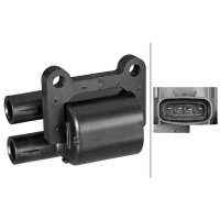Ignition Coil screwed double ignition coil 4-pole HELLA...