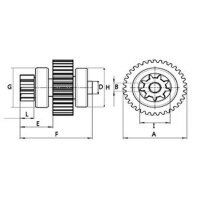 Multi-Plate Clutch starter 53 mm Clockwise rotation HC-CARGO