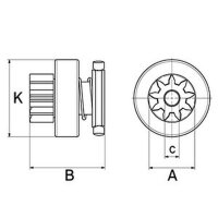 Freewheel gearbox starter 10 teeth Direction of rotation...