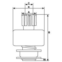 Freewheel Gearbox Starter 9 Teeth HC CARGO for KUBOTA
