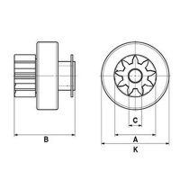 Freewheel gearbox starter 10 teeth Clockwise direction of...