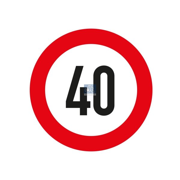 Geschwindigkeitsschild 40 km/h Ø 200 mm DT SPARE PARTS für diverse Fahrzeuge