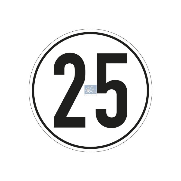 Geschwindigkeitsschild 25 km/h Ø 200 mm DT SPARE PARTS für diverse Fahrzeuge