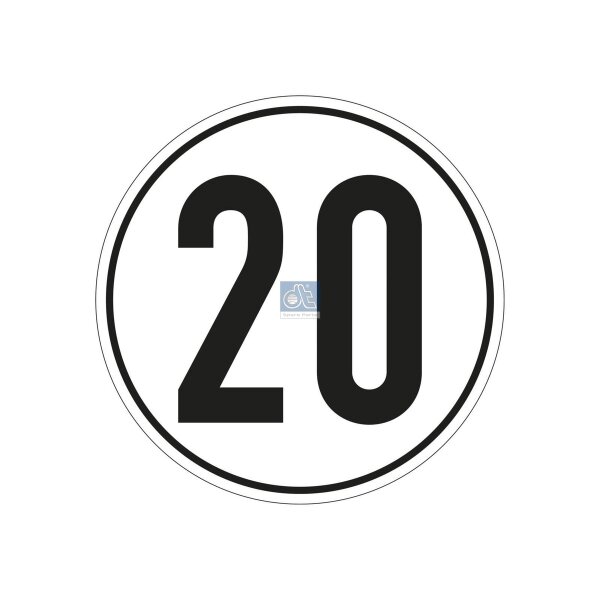 Geschwindigkeitsschild 20 km/h Ø 200 mm DT SPARE PARTS für diverse Fahrzeuge