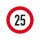 Geschwindigkeitsschild 25 km/h Ø 200 mm DT SPARE PARTS für diverse Fahrzeuge