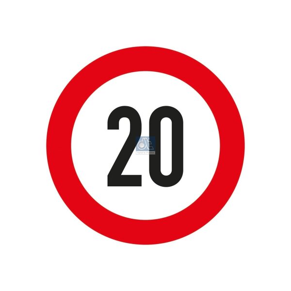 Geschwindigkeitsschild 20 km/h Ø 200 mm DT SPARE PARTS für diverse Fahrzeuge