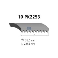 V-ribbed belt 10PK2253 2.253 mm DT SPARE PARTS for...