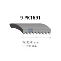 V-ribbed belt 9PK1691 EPDM 1.691 mm DT SPARE PARTS for...