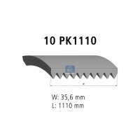 V-ribbed belt 10PK1110 EPDM 1,110 mm DT SPARE PARTS for...