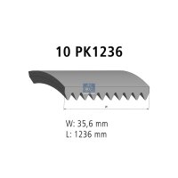 V-ribbed belt 10PK1236 1,236 mm DT SPARE PARTS for MB...
