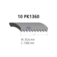 V-ribbed belt 10PK1360 EPDM 1,360 mm DT SPARE PARTS for...