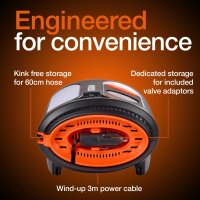 Air compressor Tyre pump to 6.9bar analogue display 12V OSRAM TYREinflate2110