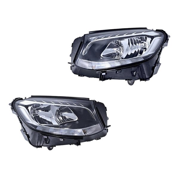 Headlight Set 12 V LED H7 W5W PY21W WY5W HELLA Lighting Expertise for MB GLC