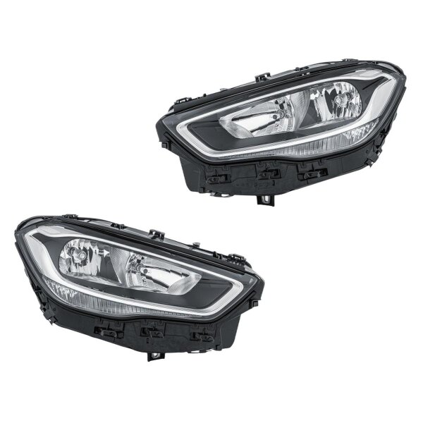 Headlight Set left right 12 V LED H7/H7 halogen HELLA for MB GLA