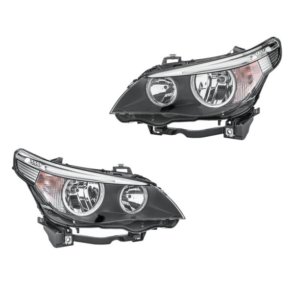 Headlight Set left right 12 V H7/H7 W5W PY21W Halogen HELLA for e.g. BMW 5