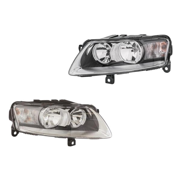 Headlight Set left right 12 V W5W H7/H1 PY21W Halogen HELLA for e.g. AUDI A6