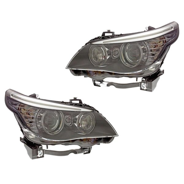 Headlight Set left right 12 V H3 H8 PY21W Bi-Xenon HELLA for BMW 5 Series