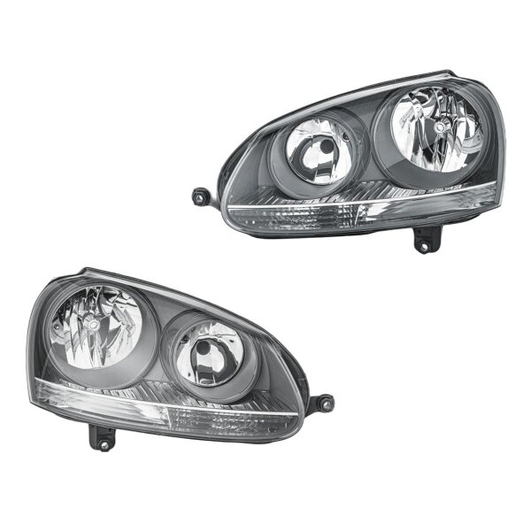 Headlight Set left right 12 V H7/H7 W5W PY21W Halogen HELLA for VW GOLF