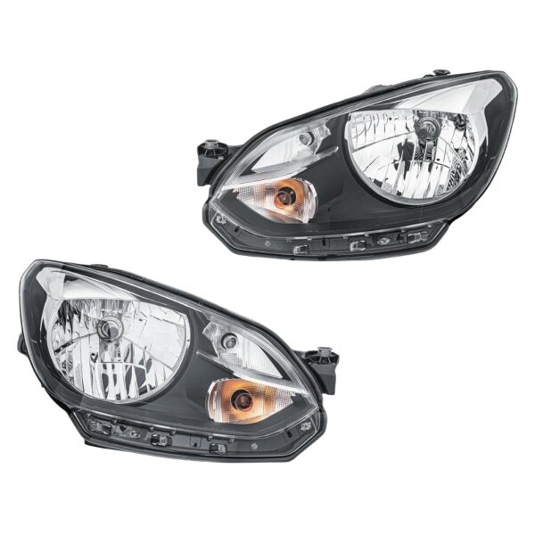 Headlight Set 12 V H4 W21/5W PY21W FF Halogen HELLA for e.g. VW UP!