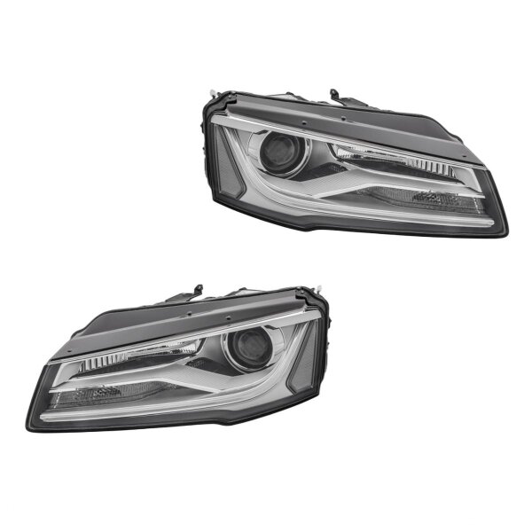 Headlight Set left right 12 V PSY24W D3S/H7 LED bi-xenon HELLA for AUDI A8