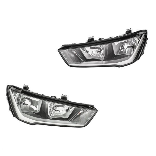 Headlight Set left right 12 V H7 W5W H15 Halogen HELLA for e.g. AUDI A1