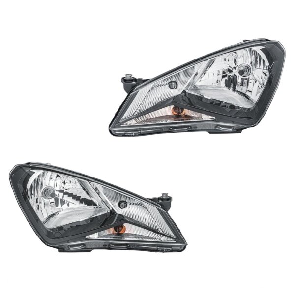 Headlight Set left right 12 V H4 W21/5W PY21W Halogen HELLA for SEAT Mii