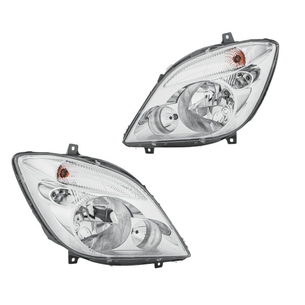 Headlight Set 12 V W5W H7/H7 PY21W Halogen FF HELLA for e.g. MB SPRINTER