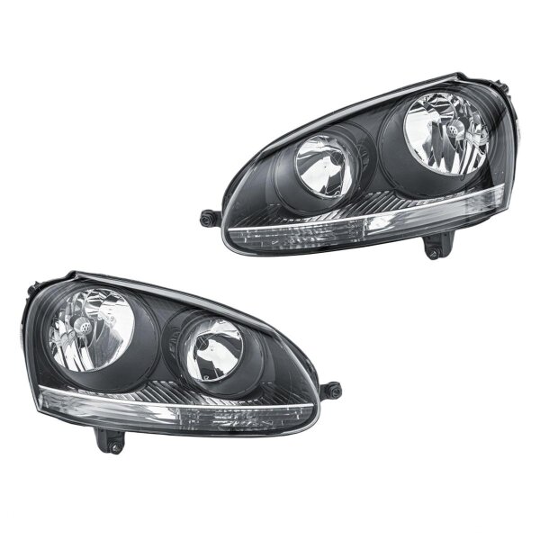 Headlight Set 12 V W5W PY21W H7/H7 Halogen FF HELLA for e.g. VW GOLF