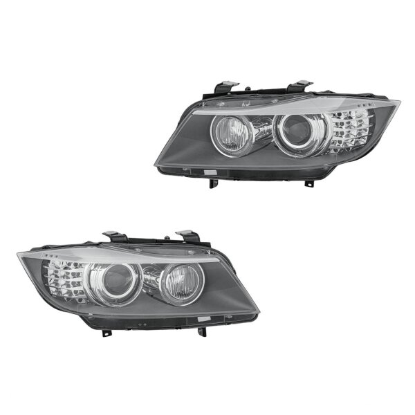 Headlight Set left right 12 V LED H8 D1S/H3 bi-xenon HELLA for BMW 3 Series