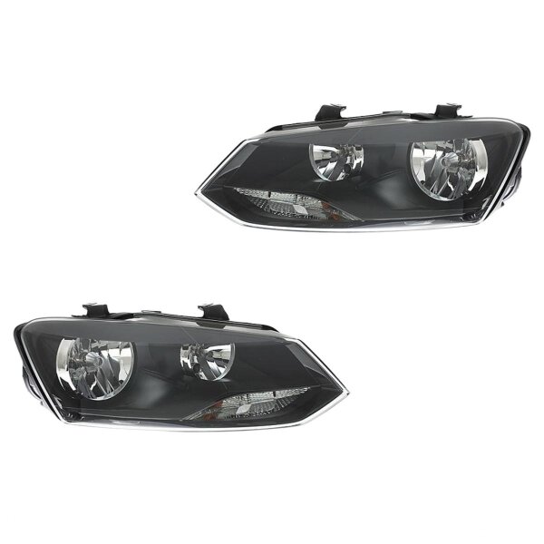 Headlight Set 12 V W5W PY21W H7/H7 FF Halogen HELLA for e.g. VW POLO