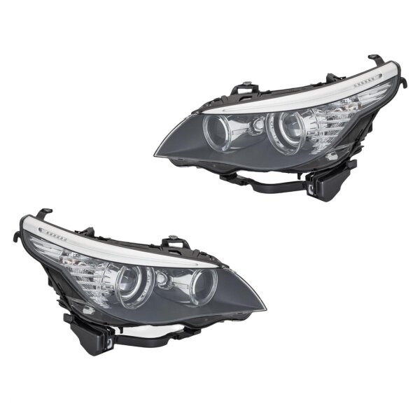 Headlight Set left right 12 V H8 PY21W D1S Bi-Xenon HELLA for BMW 5 Series