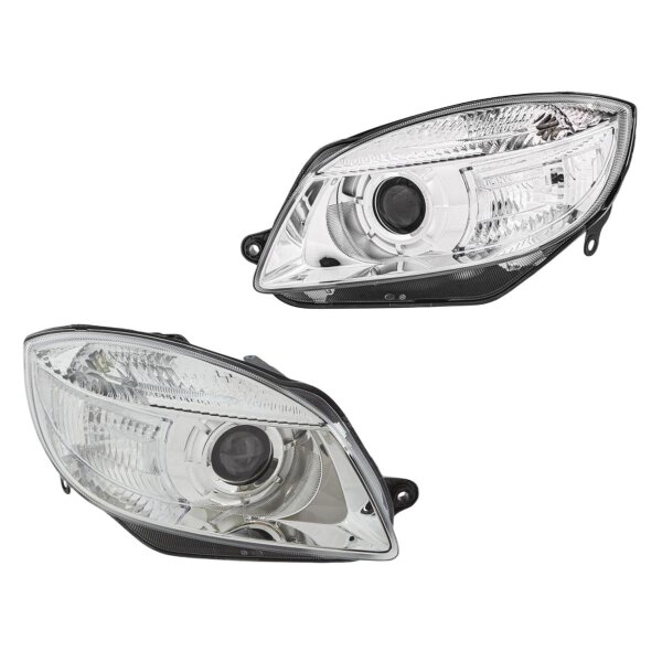 Headlight Set 12 V H7 W5W PY21W Halogen FF HELLA for e.g. SKODA FABIA