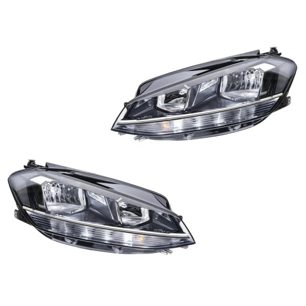 Headlight Set left right 12 V H7 WY21W H9 Halogen FF HELLA for e.g. VW GOLF